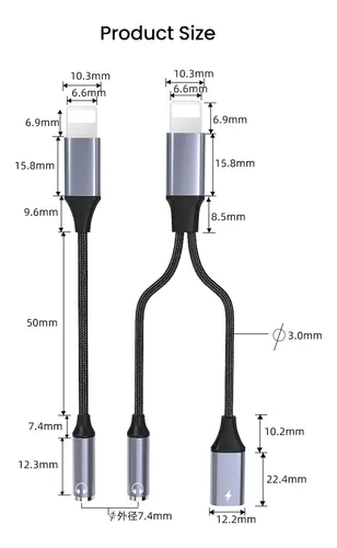 Cable Adaptador De Cable Lighthing, Jack Audífonos Y Carga-1