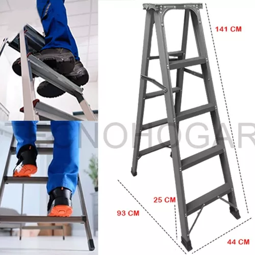 Escalera Plegable Reforzada Metálica 4 Peldaños-5