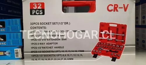 Caja De Dados 32 Piezas De 1/2 Chicharra Grande Herramientas-1