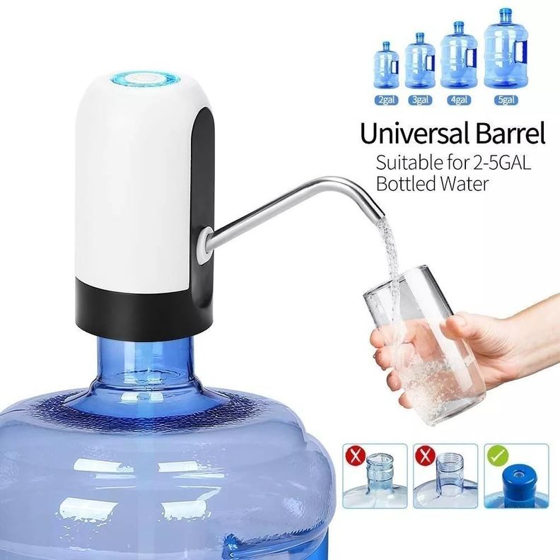 Bomba Dispensador Usb Agua Electrónico Botellon Recarga Color Blanco-1