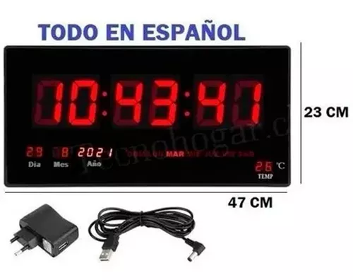 Pack X2 Reloj Led Digital Empresa Temperatura Modelo Grande-1