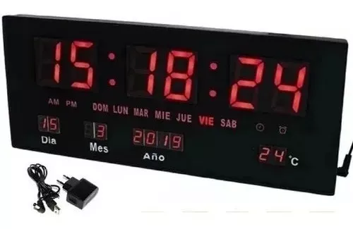 Pack X2 Reloj Led Digital Empresa Temperatura Modelo Grande-3