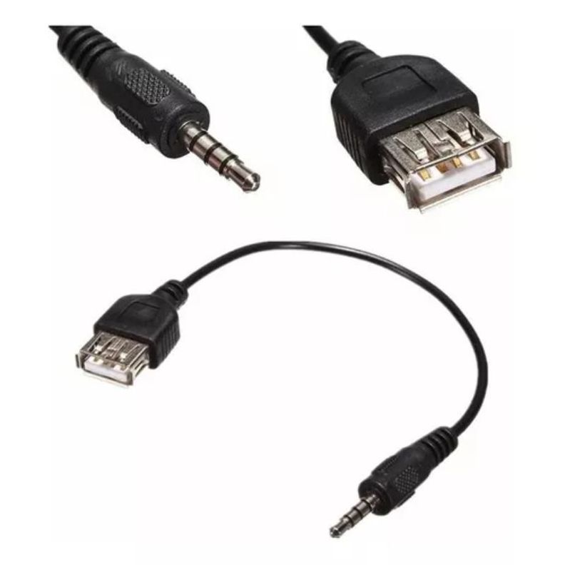 Cable Plug 3.5mm A Usb Hembra Auxiliar Auto Mp3-0