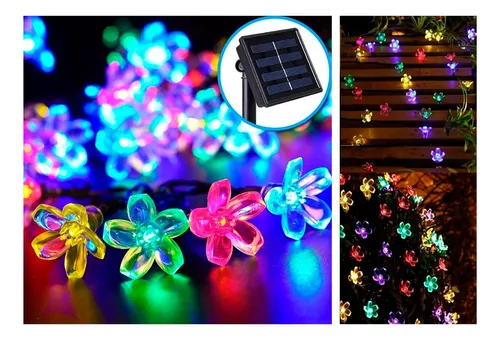 Luces Led Flores Solar Lineal Guirnalda Navidad Eventos-3