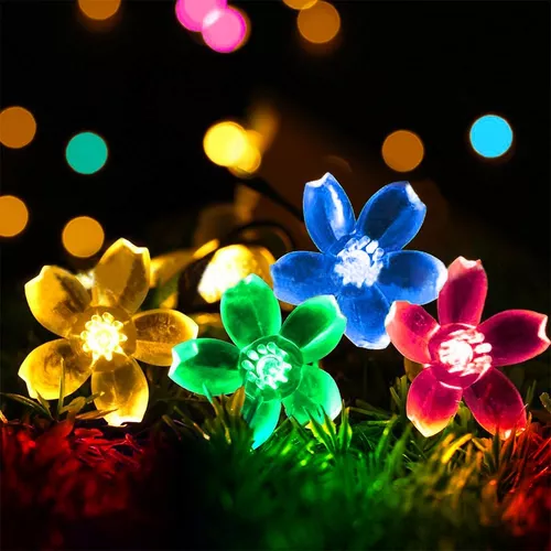 Luces Led Flores Solar Lineal Guirnalda Navidad Eventos-4