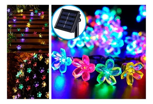 Luces Led Flores Solar Lineal Guirnalda Navidad Eventos-5
