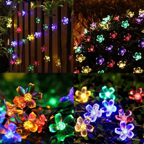Luces Led Flores Solar Lineal Guirnalda Navidad Eventos-7