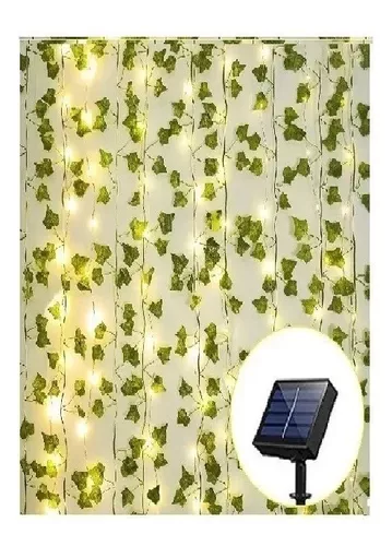 Guirnalda De Luces Led Solar Hojas 3x3 Mts Enredadera-0