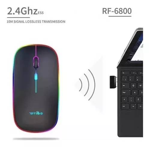 Mouse Inalámbrico 2.4 Plano Luz Rgb Mouse Con Luces Led-5