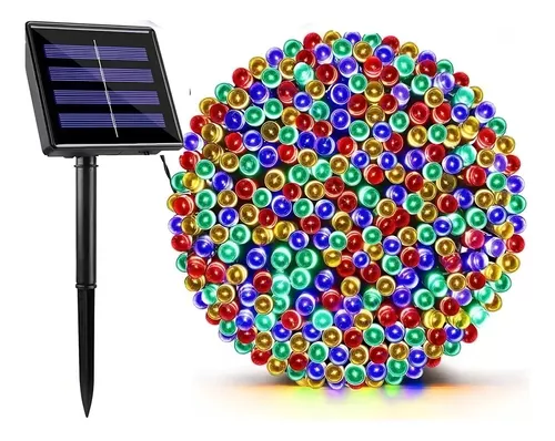 Luces Navidad Guirnalda Solares 100 Led 10 Metros Color De Las Luces Multicolor-0