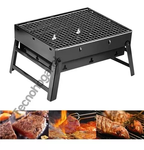 Parrilla Barbacoa Asado Plegable De Carbón Negra-2