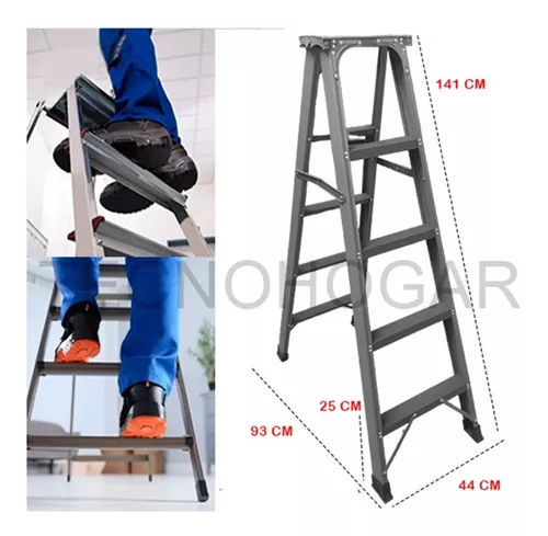 Escalera Plegable Reforzada Metálica 5 Peldaños-2