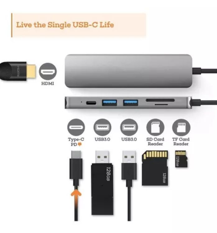 Hub Adaptador Tipo C Compatible Con Apple, Windows, Android-3