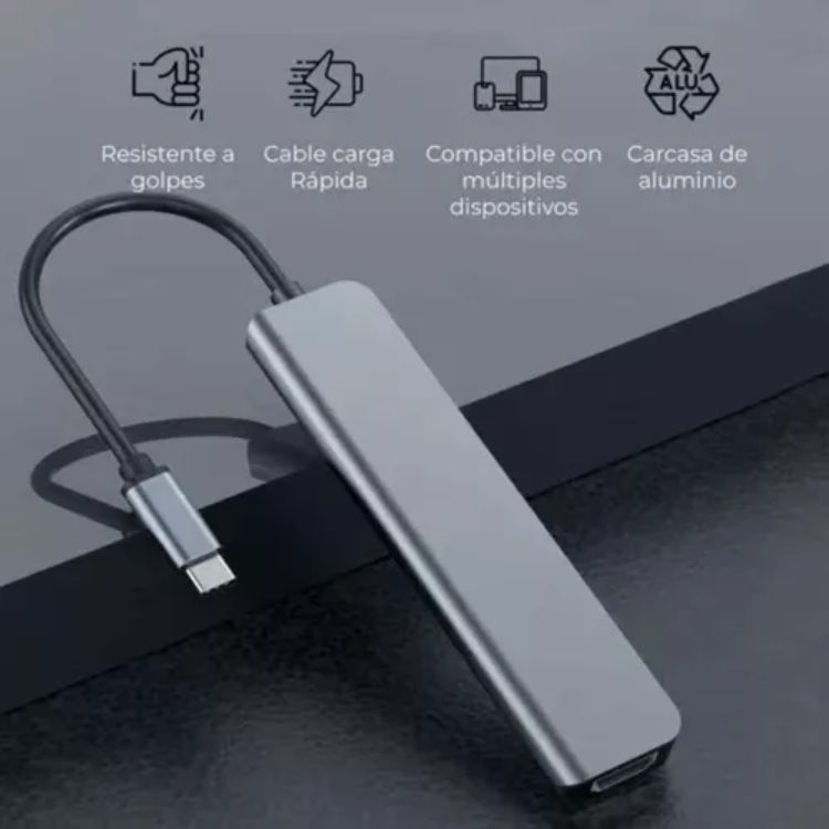 Hub Adaptador Tipo C Compatible Con Apple, Windows, Android-5