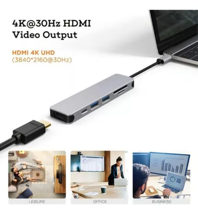 Hub Adaptador Tipo C Compatible Con Apple, Windows, Android-6
