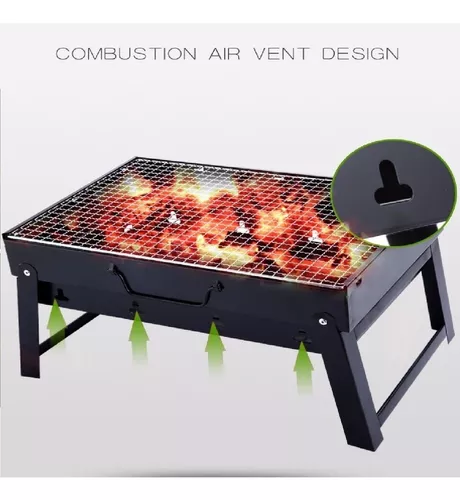 Parrillera Asados Grill Bbq Portatil Plegable Terraza Balcon Color Negro-1