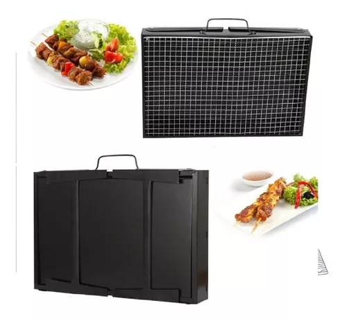 Parrillera Asados Grill Bbq Portatil Plegable Terraza Balcon Color Negro-3