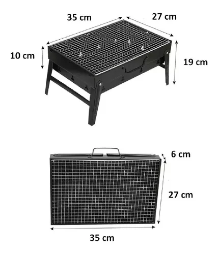 Parrillera Asados Grill Bbq Portatil Plegable Terraza Balcon Color Negro-6