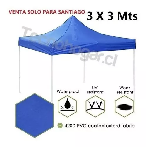 Toldo Metálico Inoxidable 3x3 Plegable Lona, Resiste Lluvia-1