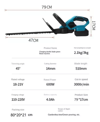 Corta setos Podadora Pasto Batería Recargable Jardín 20v-2