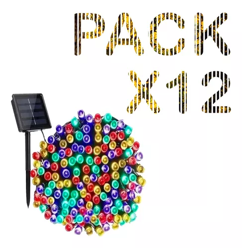 Pack X12 Guirnalda Luces Solares Navidad 10 Metros 100 Led-1