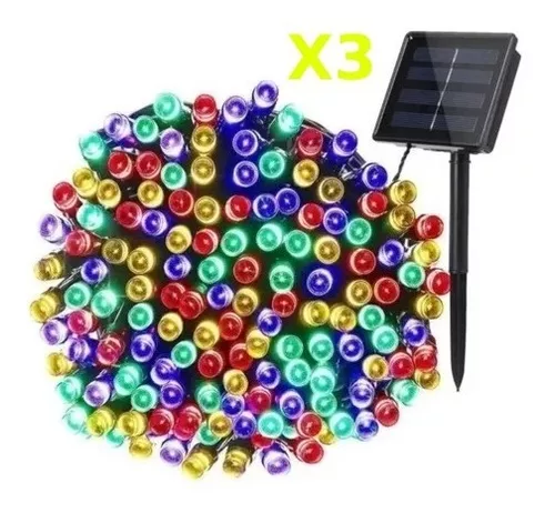 Luces Solares De Navidad X3 Guirnalda 10 Metros 100 Led-2