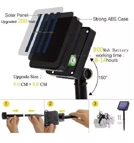 Luces Guirnalda X3 Solar 100 Led Cálidas Cálido 10 Metros-1