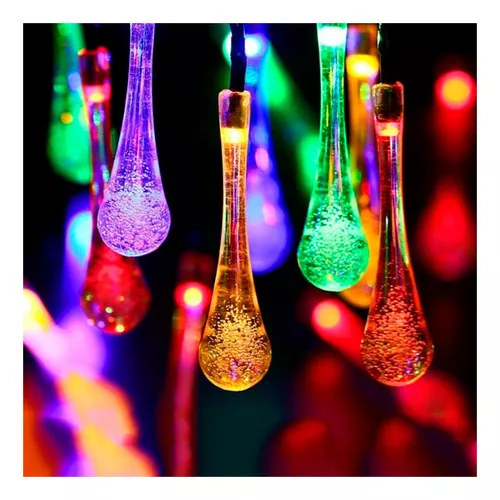 Guirnalda Luz Led Colores Forma Gota De Agua Con Carga Solar-1