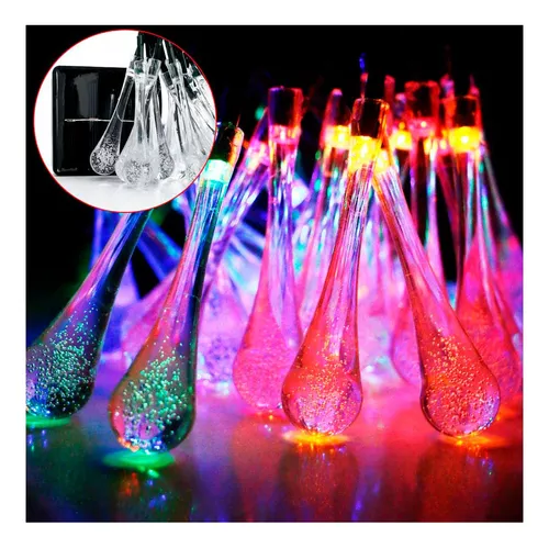 Guirnalda Luz Led Colores Forma Gota De Agua Con Carga Solar-3