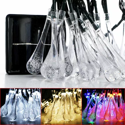 Guirnalda Luz Led Colores Forma Gota De Agua Con Carga Solar-4