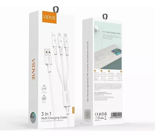 Cargador Triple Cable 3 En 1 Multiple Micro,tipo C, Lighting-2