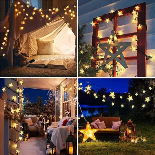 Estrellas Led Luces Solar Guirnalda De Navidad Cinta Lineal-5