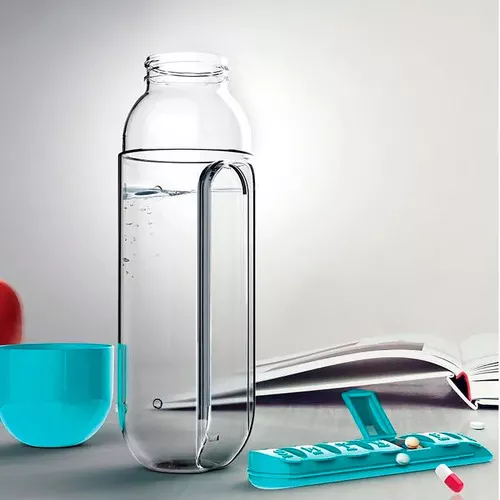Botella Con Pastillero Integrado: Hidratación Y Salud Juntas Color Azul-2