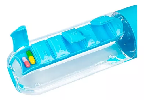 Botella Con Pastillero Integrado: Hidratación Y Salud Juntas Color Azul-5