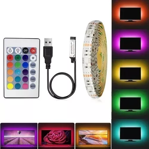 Cinta Tira Led Para Tv, Pc, Habitación Usb 5050 Rbg 2mts Nuevas-1