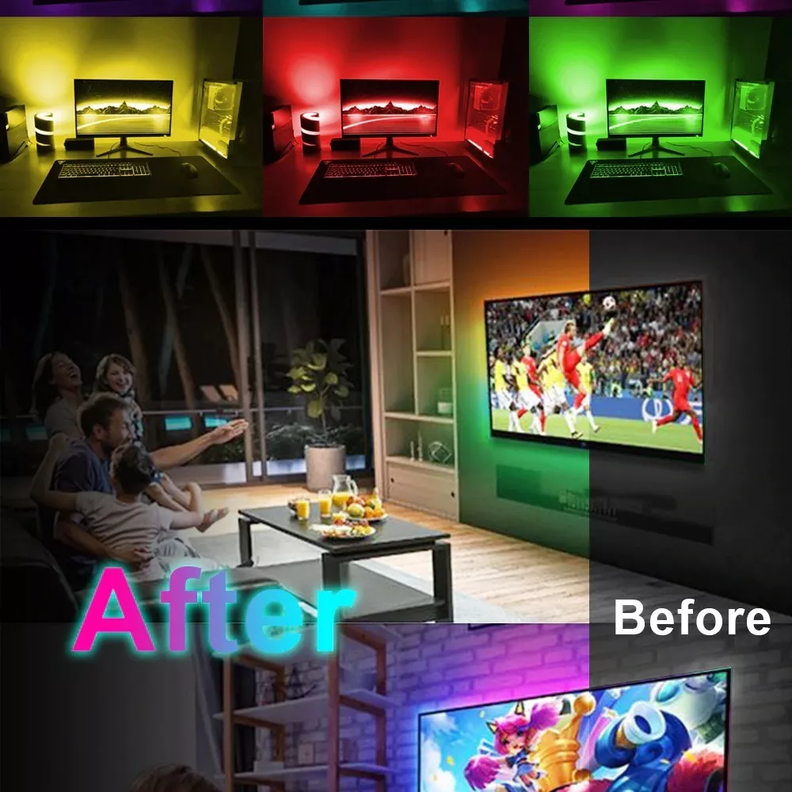 Cinta Tira Led Para Tv, Pc, Habitación Usb 5050 Rbg 2mts Nuevas-4