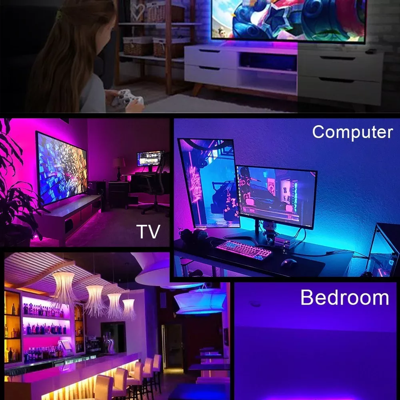 Cinta Tira Led Para Tv, Pc, Habitación Usb 5050 Rbg 2mts Nuevas-6