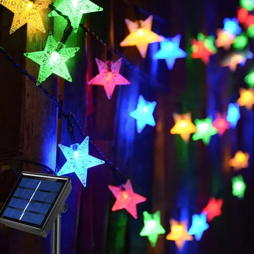 Estrellas Multicolor Led Guirnalda De Navidad Lineal Solar-3