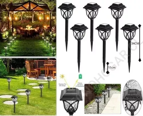 Estaca Solar X6 Lampara De Jardín Led Decoración Exterior-1
