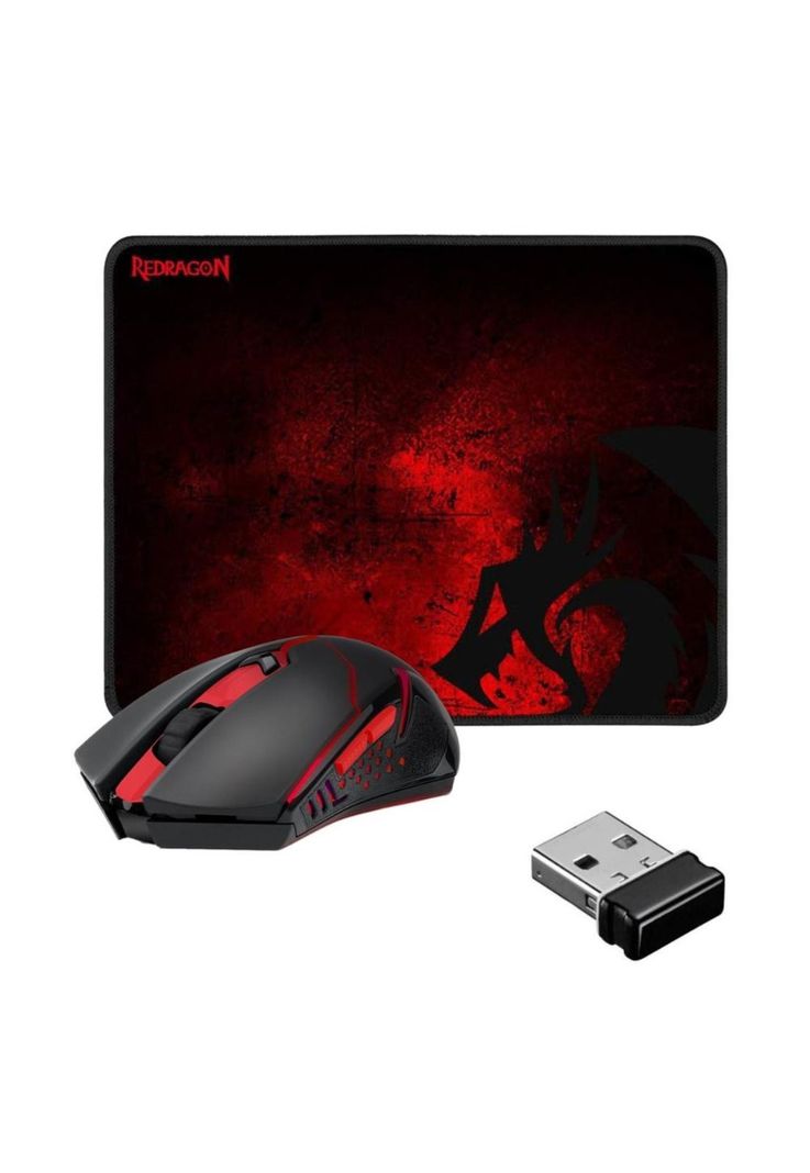 Pack Gamer Mouse Inalambrico 2.4 Ghz + Pad Redragon 33x26cm-0