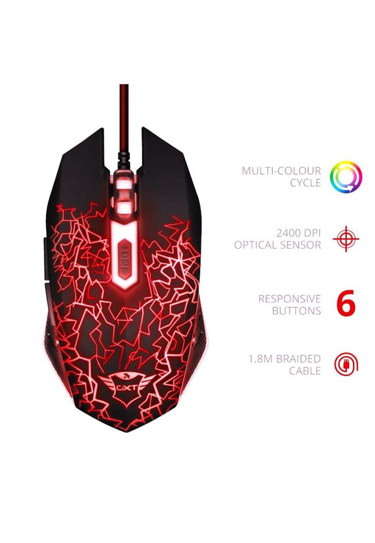 Mouse Gamer Ambidiestro Trust Gxt 105 Izza Full Retroiluminado-5