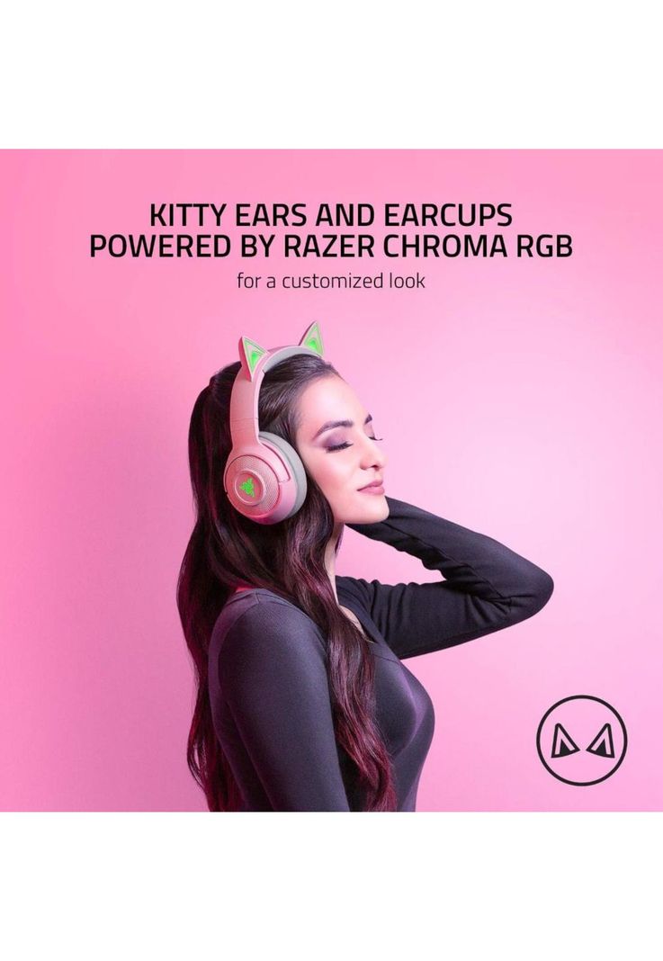 Audifonos Razer Rosado Kraken Bluetooth Kitty Gamer Edition-5