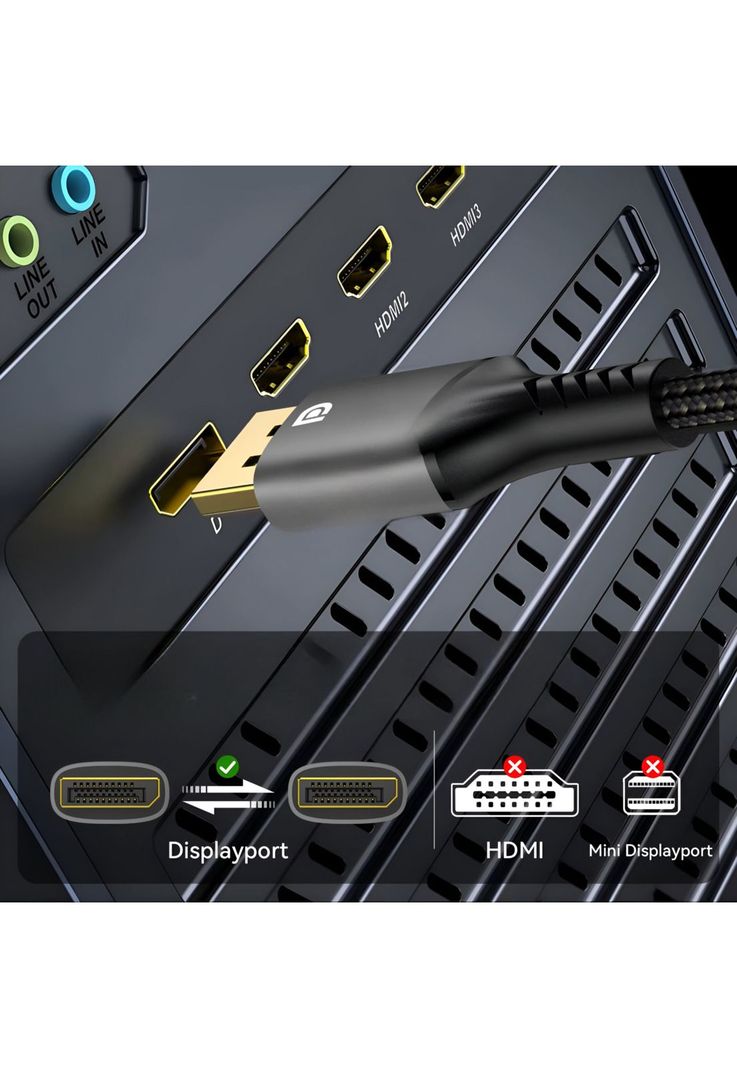 Cable DisplayPort 8K Profesional Video 32Gbps + Audio 32-Bit-8