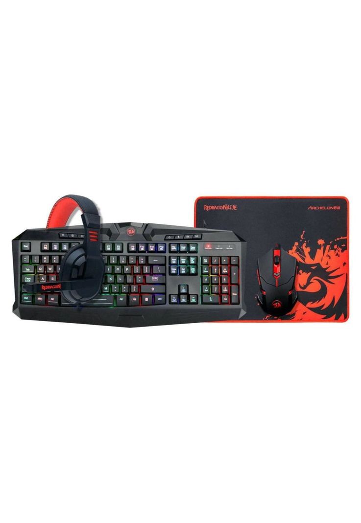 Kit Gamer Redragon Essentials 101 Mouse Teclado Audifono Pad-1