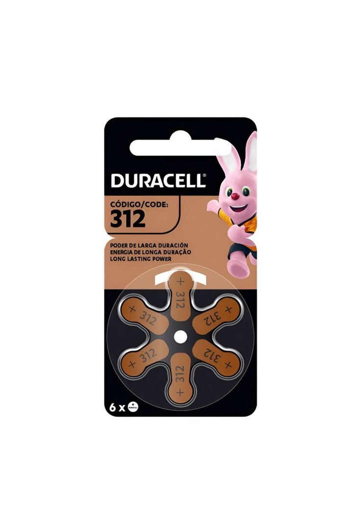 Pila Duracel 312 Auditiva - Pack de 6U Larga Duracion Plata