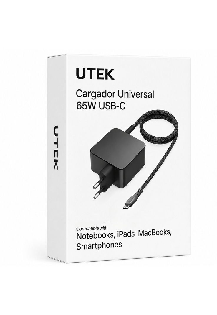 Cargador Universal USB-C para Smartphone y Notebook 65W SEC Negro
