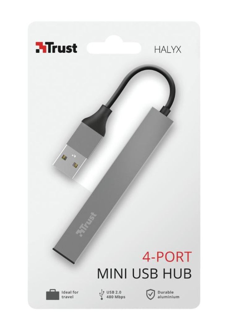 Hub Usb Trust Halyx 4 Puertos Usb 2.0 Flat Aluminium High Speed-5