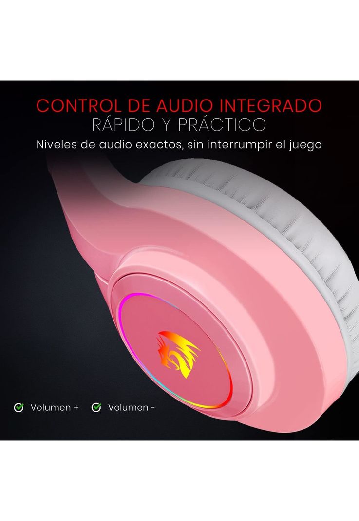 Audífonos Gamer Rosados Multiplataforma Redragon Hylas H260P-7