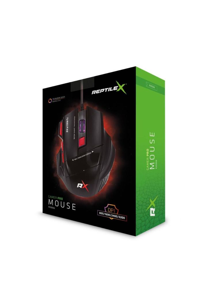 Mouse Gamer 7 Botones 3200 DPI + Turbo Fire Reptilex Rx0006-6