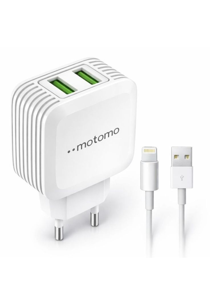 Cargador Para Iphone Motomo 12W Lighning 1m Certificado SEC Blanco